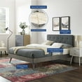 thumbnail image 5 of Platform Bed Frame, Queen Size, Fabric, Wood, Grey Gray, Modern Contemporary Urban Design, Bedroom Master Guest Suite, 5 of 10