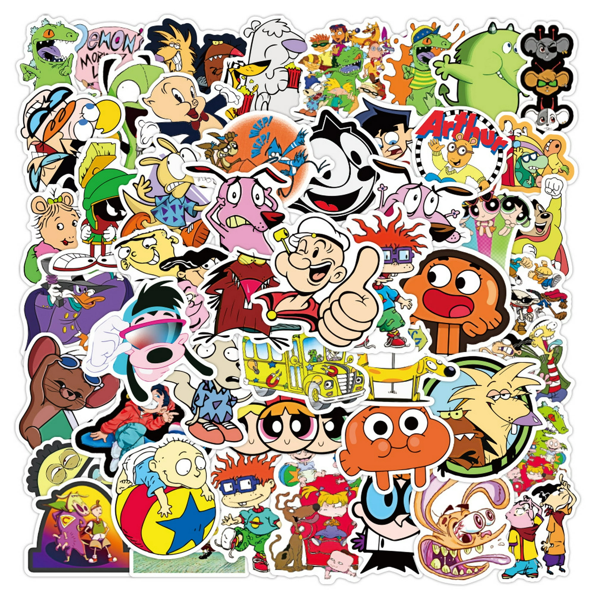 FanShow 90s Cartoon Stickers Vinyl Waterproof Stickers for Laptop,Bumper, Water Bottles,Computer,Phone Car Stickers and Decals,Teens for Adults and  car Stickers for Women 50PCS | Walmart Canada
