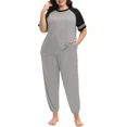 thumbnail image 2 of Cueply Women’s Plus Size Pajama Set 2 Piece Short Sleeve Lounge Top and Elastic Waist Jogger Pants Soft Sleepwear, 2 of 7