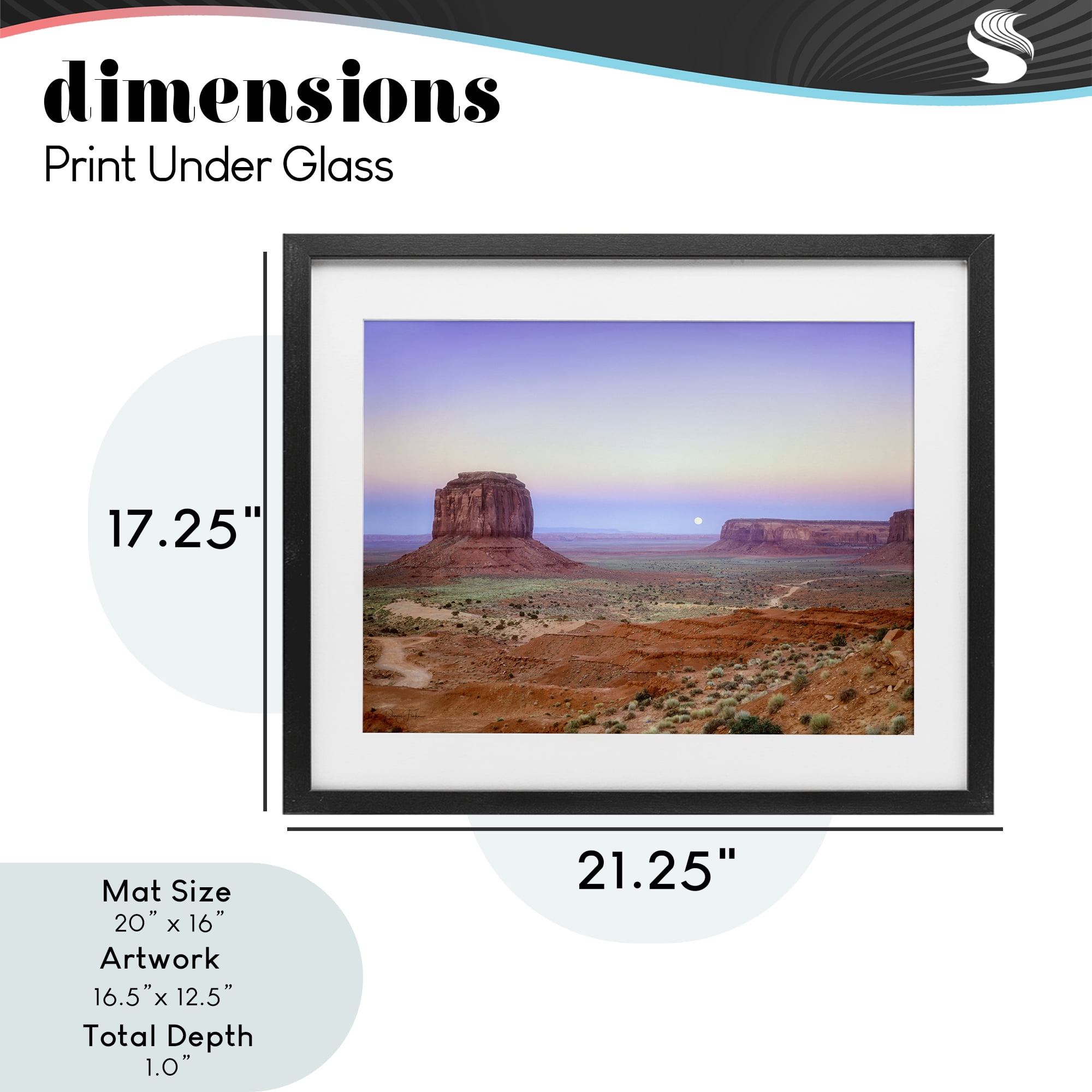 Stupell Industries Moonrise Over Monument Valley Black Framed Print Under Glass, design by Dennis Frates
