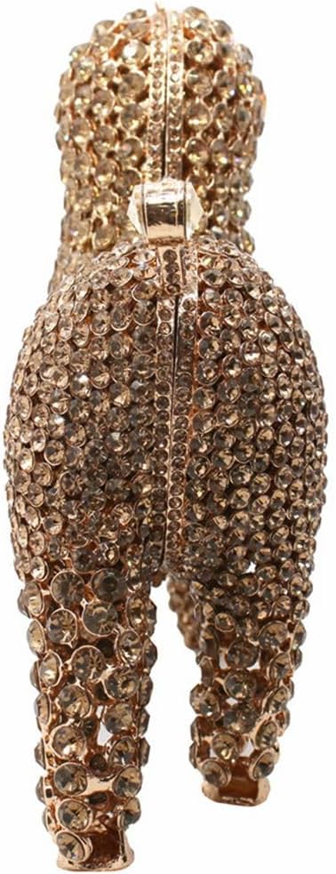 Baguery Luxury Poodle Rhinestone Clutch Purse for Women, Sparkling Crystal Evening Bag Wedding Party Phone-Friendly Animal Purse