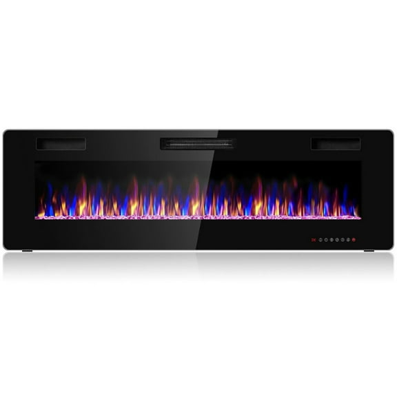 Spaco 60 Inch Ultra Thin Electric Fireplace with 2 Heat Settings, Electric Fireplace Insert, Wall Recessed/Mounted, Freestanding Fireplace