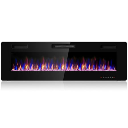 

Spaco 60 Inch Ultra Thin Electric Fireplace with 2 Heat Settings Electric Fireplace Insert Wall Recessed/Mounted Freestanding Fireplace