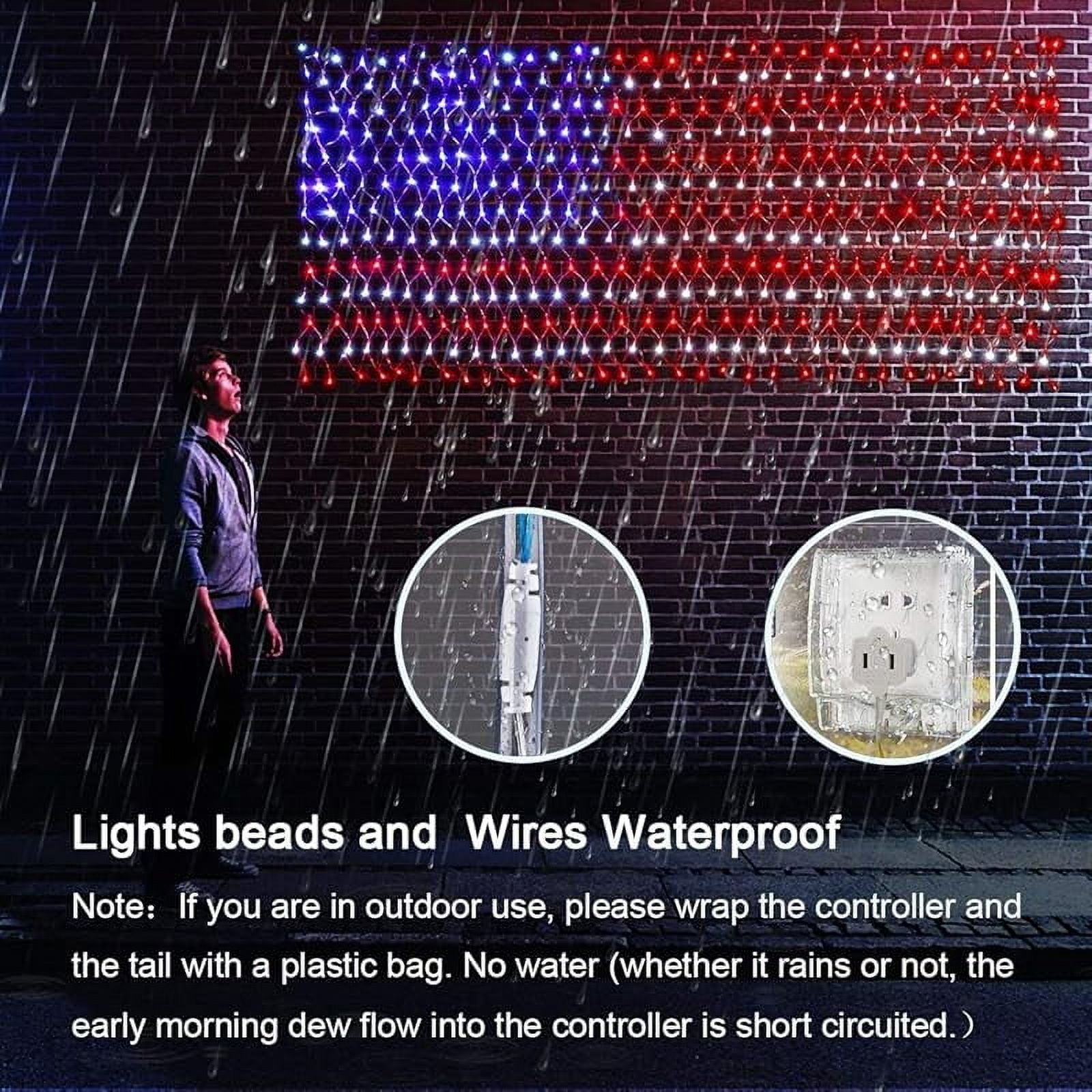 TAPLCVY American Flag 420 LED Net Lights, Independence Day Decorations, Waterproof IP44 Red White Blue Outdoor Mesh Lights for 4th of July Yard Party