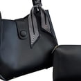 thumbnail image 3 of Bolso de hombro de moda Hugo gran capacidad cuero PU cubo para viajes trabajo Playa negro, 3 of 9