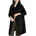 thumbnail image 2 of AUNVITO Women's Winter Casual Jacket Solid Color Button Turndown Collar Double Pocket Long Sleeve Hoodless Outwear, 2 of 3