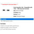 thumbnail image 2 of Front Sway Bar Link - Compatible with 1963 - 1982 Chevy Corvette 1964 1965 1966 1967 1968 1969 1970 1971 1972 1973 1974 1975 1976 1977 1978 1979 1980 1981, 2 of 2
