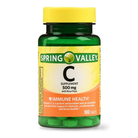 (3 pack) Spring Valley Vitamin C Tablets, 500 mg, 100