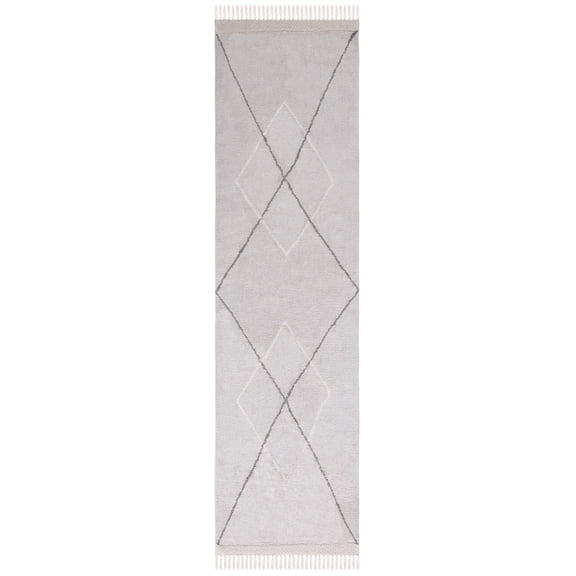 SAFAVIEH Easy Care Myrtle Cross Cotton Machine Washable Runner Rug, Grey/Ivory, 2'3" x 5'
