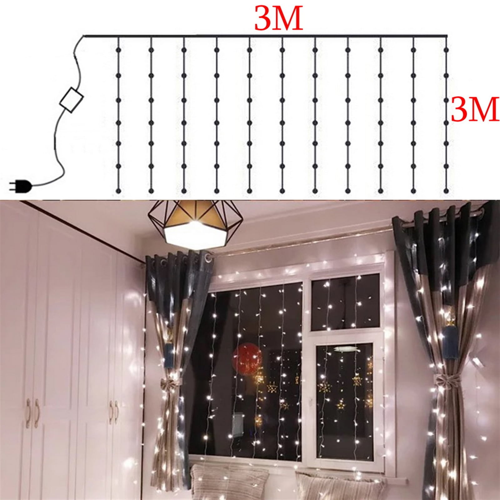 Lowestbest 3M x 3M 300-LED Outdoor Light String, White Light Romantic Christmas Wedding Decoration Curtain String Light (110V), Cold Light Lowestbest 3M x 3M 300-LED Outdoor Light String, White Light Romantic Christmas Wedding Decoration Curtain String Light (110V), Cold Light