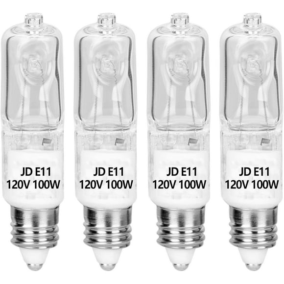 shiyou-JD E11 120 Volt 100 Watt Halogen Bulbs, Mini Candelabra Bulbs for House Lighting Fixtures, Ceiling Lamps, Table Lamps, Cabinet Lighting (4 Pack)