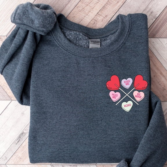 Velto Be Mine , Conversation Hearts Sweatshirt, XOXO , Candy Heart , Heart Sucker , Valentines Day Sweatshirt Full Size S-5XL