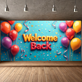thumbnail image 6 of LUUFILx Welcome Back Banner Gradient Heart Stars Party Decoration Background Backdrop for Office Classroom Event Photography Celebration Decors, 6 of 7