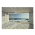 thumbnail image 1 of Modern Cutting Board, Empty Lounge Area Large Window and View of Sea Waves Rocks Art, Decorative Tempered Glass Cutting and Serving Board, Large Size, Beige Blue White, by Ambesonne, 1 of 1