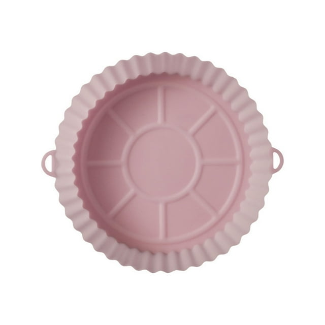 Toystoory Olla para freidora de aire, resistente al calor, cesta para horno, bandeja para hornear pollo frito, revestimiento, bandeja Flexible a Cocina y Comedor Rosado