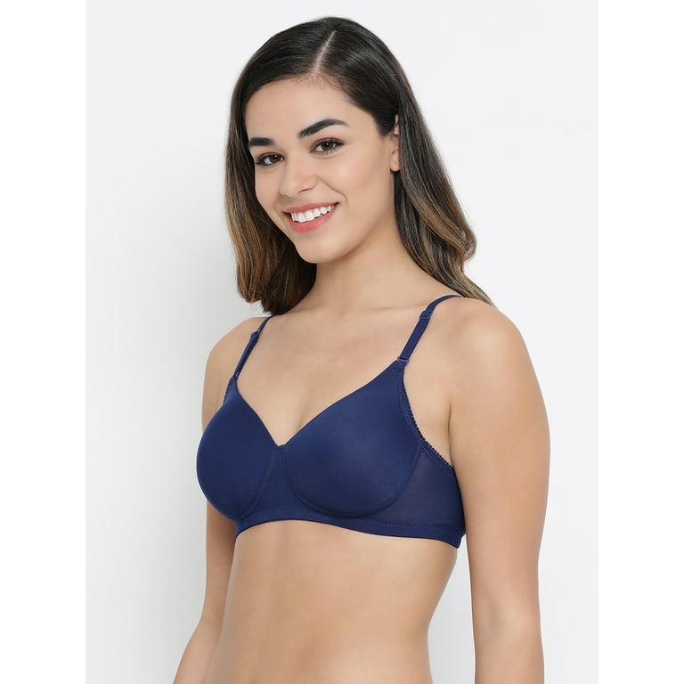 Clovia Padded Non-Wired Multiway T-Shirt Bra in Navy Blue - Powernet 