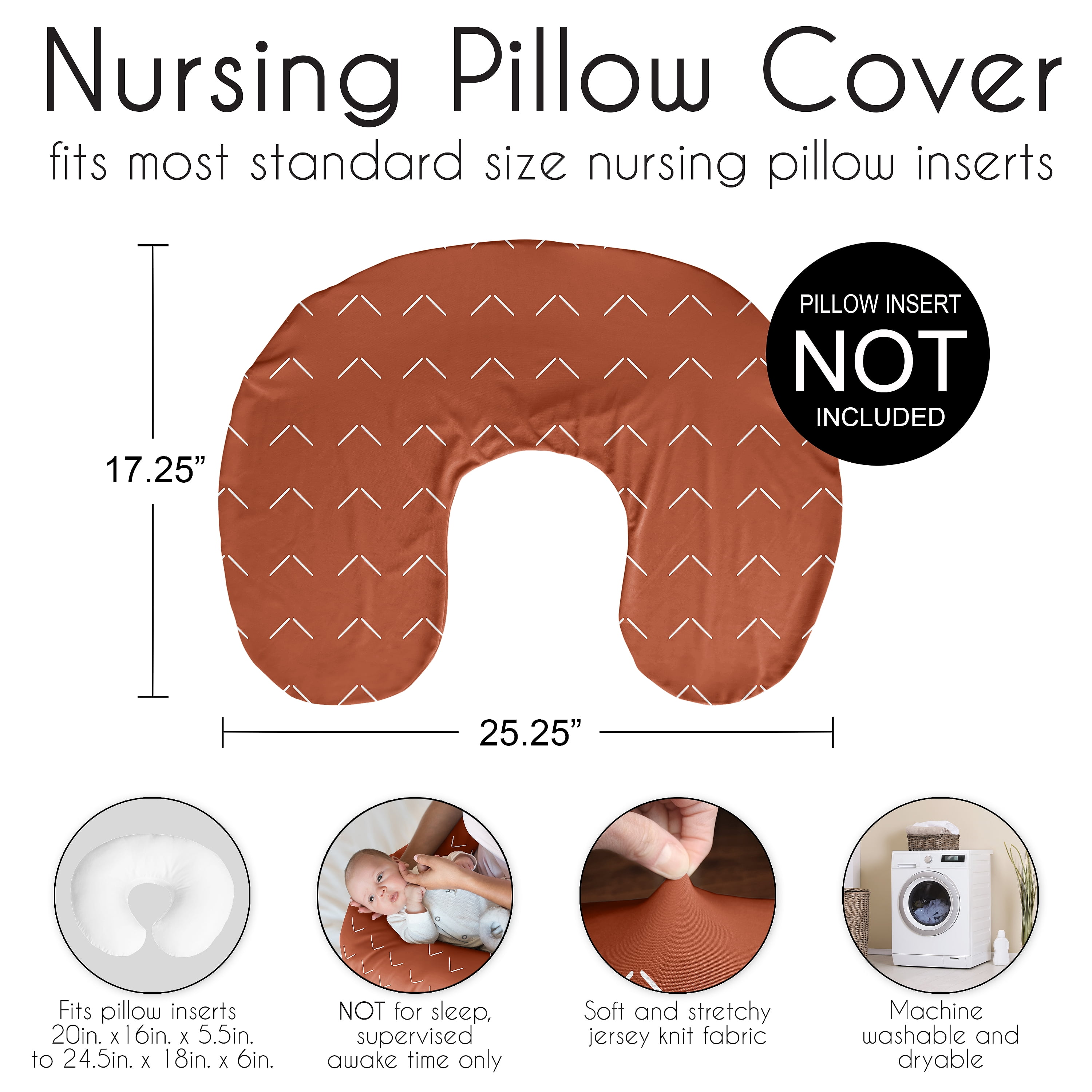 Sweet Jojo Designs Diamond Tuft Orange Boy, Girl, Unisex/Gender Neutral Nursing Pillow Cover Case (Pillow Not Included)