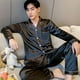 thumbnail image 1 of Pijamas de primavera y otoño para hombre, de manga larga, de seda fina, para verano, para jóvenes, para el hogar, traje de seda, talla grande, 1 of 6