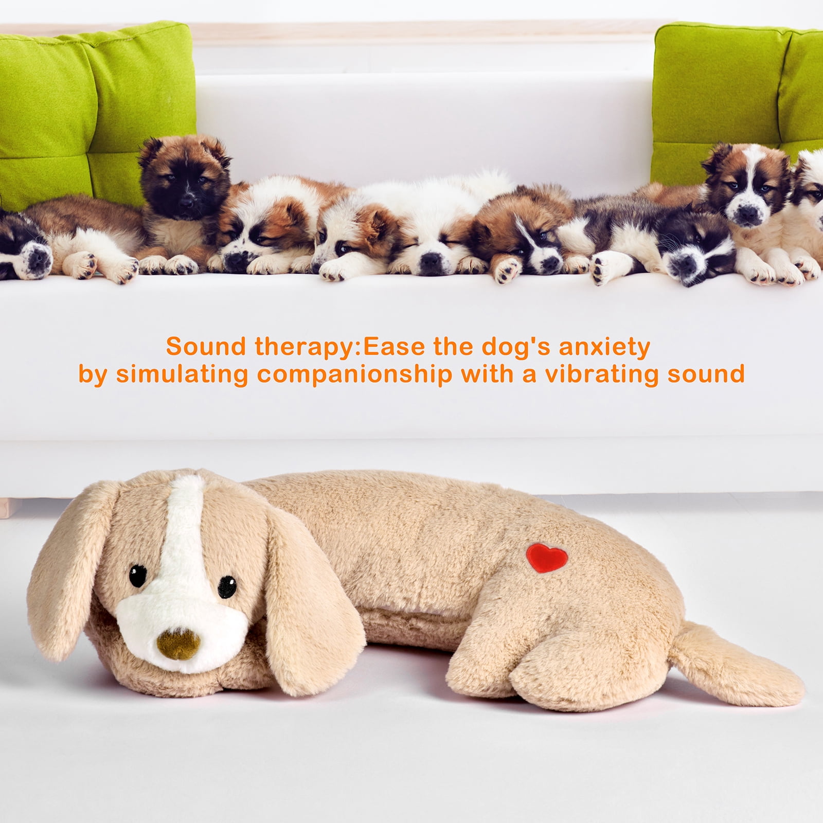 Moropaky Heartbeat Toy for Puppy Dog Pet Anxiety Relief Sleep Aid Cuddle Comfort Calming Crate Kennel Training, Puppy Essentials Brown