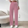 thumbnail image 6 of DDAPJ pyju Striped Sweatpants for Women Thin Fleece Lined Pants Elastic High Waisted Straight Leg Trousers with Pockets Pantalones de estar por casa Red L, 6 of 8