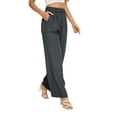 thumbnail image 5 of FUNYYZO Women Long Trousers Elastic Wasit High Rise Work Pants Solid, 5 of 6