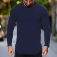 thumbnail image 2 of Daznico Mens Shirts - Mens Casual Sports Fitness Outdoor Curved Hem Solid Color Round Neck T Shirt Long Sleeve Top - Shirts for Men,Color:Navy,Size:M, 2 of 5