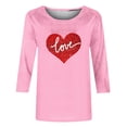 thumbnail image 4 of ICHUANYI Women's T-shirt Stylish Heart Print Tee 3/4 Sleeves Crew Neck Casual Tops Cloth New Trending, 4 of 4