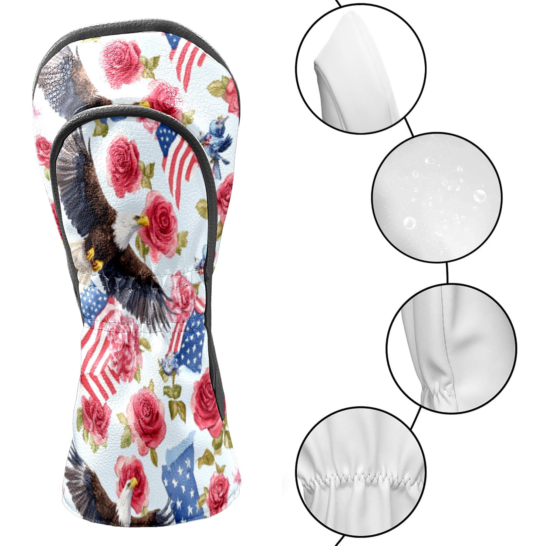 Golf Club Head Cover Waterproof Leather Golf Accessories HeadCovers Set Driver Headcover for Women Men Bird And Rose Pattern
