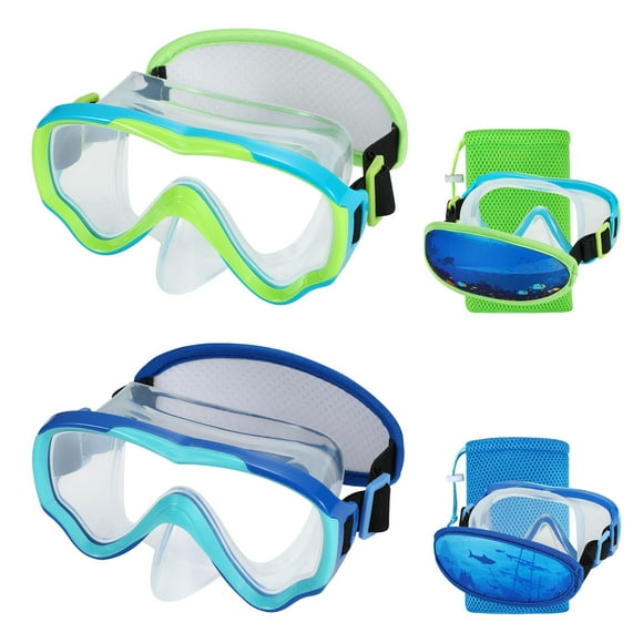 Gafas de natación Ruigao para niños de 6 a 14 años con funda nasal, paquete de 2