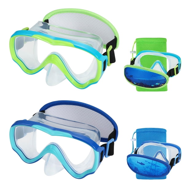 Gafas de natación Ruigao para niños de 6 a 14 años con funda nasal, paquete de 2