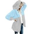 thumbnail image 2 of LYXSSBYX Winter Jackets Women Plus Size Women's and Winter Loose Fashion Hoodie Patchwork Color Female Blouse Plush Cardigan Long-sleeved Coat, 2 of 7