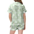 thumbnail image 4 of Children Girls Easter Pajamas Set 4t Short Sleeved Sleepwear Set Cartoon Bunny Loose Buttons 2 Piece Summer Pajama Outfits Green,12-13Y, 4 of 5