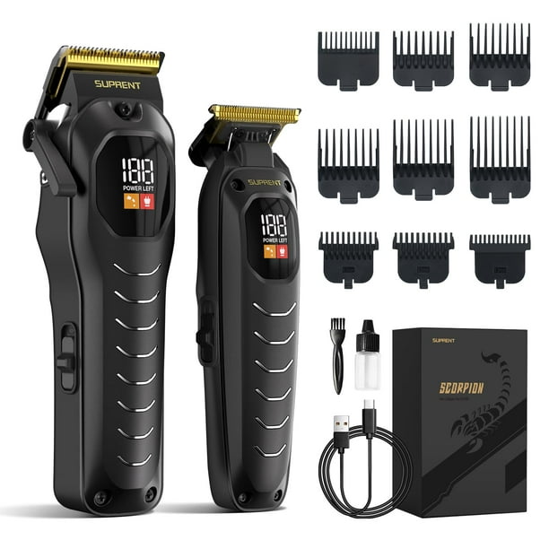 Cortapelos inalámbricos profesionales para hombres, kit de corte de pelo para barberos y cortadoras de pelo de barba inalámbricas familiares con pantalla LED, máquina de corte de pelo recargable para