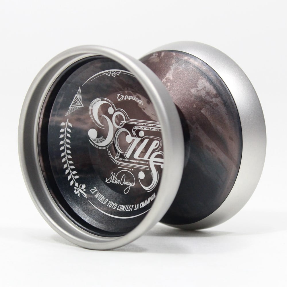 C3yoyodesign Socius Yo-Yo - Bi-Metal - Shion Araya Signature YoYo (Matte Brown Gray Splash with Matte Silver Rim)