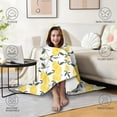 thumbnail image 4 of Wearable Blanket,Yellow Lemon Fruit Leaves White Pattern Hooded Wearable Sherpa Blanket for Adults & Teens,Winter Poncho Shawl Wrap Cape Thick Warm,60"x80", 4 of 5