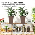 thumbnail image 3 of Outsunny 23" Tall Planters, Set of 2 Plastic Flower Pots, Stackable Tapered Outdoor Planters, Brown, 3 of 9