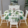 thumbnail image 2 of White Christmas Watercolor Tree Pattern Round Tablecloth 60"x60",Wrinkle Wipeable Table Cloth for Kitchen Dining Room Picnic Patio Party, 2 of 6