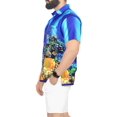 thumbnail image 4 of HAPPY BAY Men's Hawaiian Shirt Tropical Floral Casual Short Sleeve Button Down Beach Shirts for Men Summer 3XL Aquatic Fish, Blue, 4 of 6
