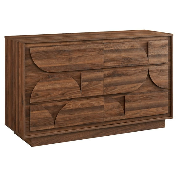Modway Bulwark 6-Drawer Dresser in Walnut