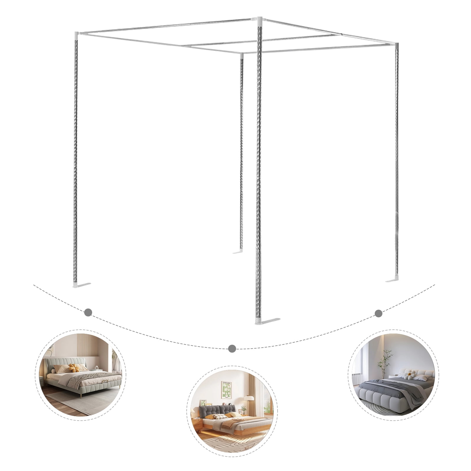 Peakora Peakora Canopy Bed Frame Mosquito Netting Canopy Frame Stainless Steel Fit for 4.92ft and 5.91ft Beds in Homes Dormitories Hospitals
