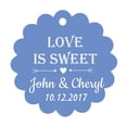 thumbnail image 1 of 100 PCS Love is Sweet Personalized Scallop Edge Wedding Favor Gift Paper Tags Custom Made Hang Tags, 1 of 1