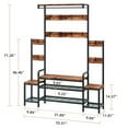thumbnail image 3 of Walsunny Hall Tree Coat Rack with Bench Shoe Storage 71"H Closet Organizer Freestanding for Entryway Hallway Living Room Brown, 3 of 7