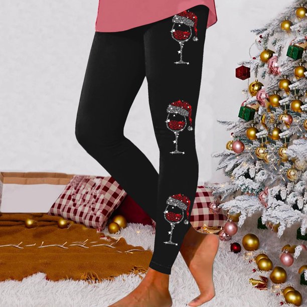 WILLBEST Leggings de Entrenamiento de Cintura Alta para Mujer, Suaves Y Elásticos, con Estampado Navideño Y Diseño de Bloques de Color, Cómodos Leggings de Fitness. Extra Grande