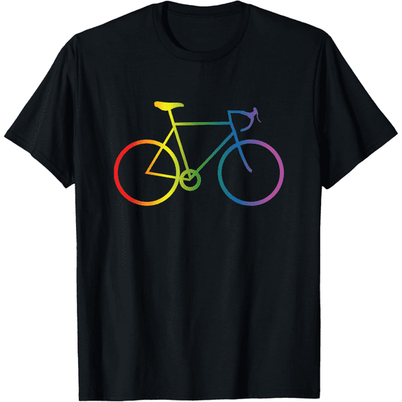 100% pure cotton short-sleeved Rainbow Bike Gay Pride LGBTQ Cyclist Streetwear Rainbow Bike Mens T-Shirt