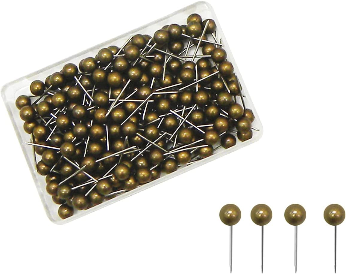 Push Pins, Gold Metallic Flat Head Steel Point Thumb Tacks Pin For