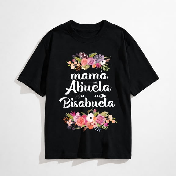 Women's Mama Abuela Bisabuela Graphic T-Shirt, Spanish Family Quote Short Sleeve Casual Tee