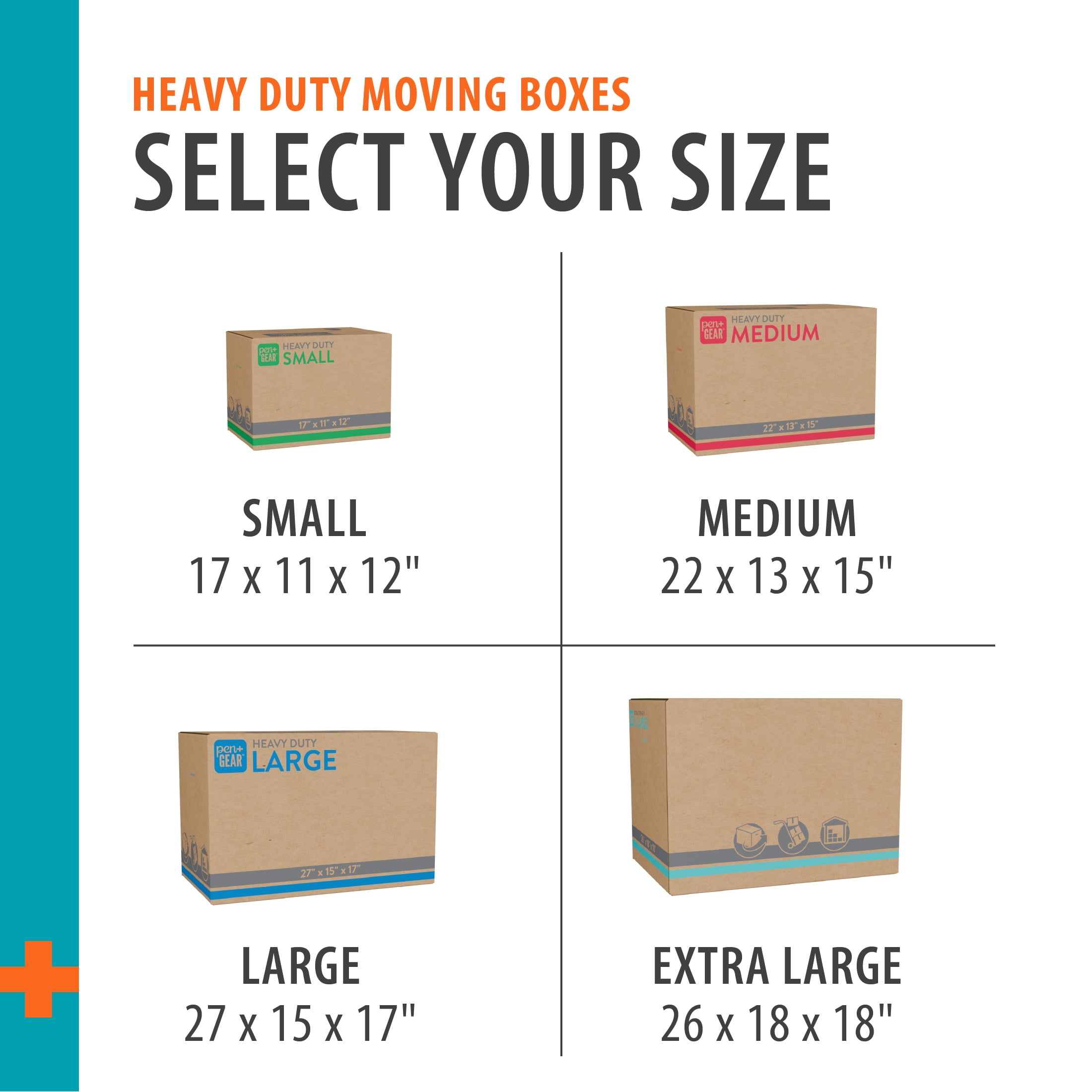 Pen+Gear Large Heavy Duty Kraft Moving Boxes, 27L x 15W x 17H