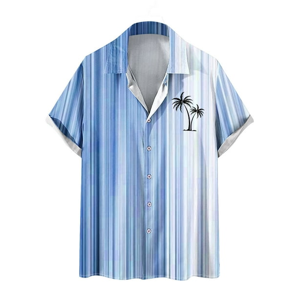 Mens Manga Corta Botón Abajo Camisas Botones Casuales Imprimir Blusa Turndown, 95% Poliéster 5% Camisa de Spandex para la Fiesta, Negocios Y Diario