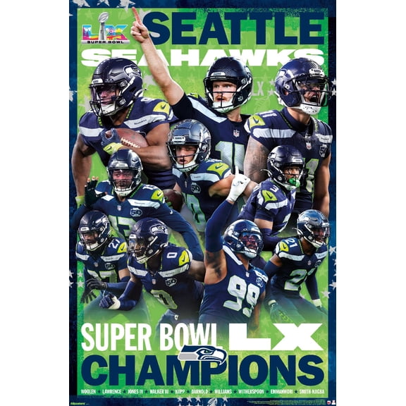 NFL Seattle Seahawks - Super Bowl LX Champions Wall Poster, 22.375" x 34"