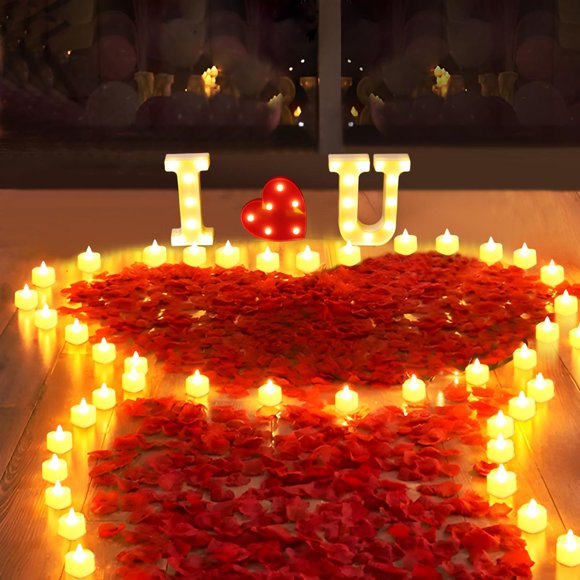 Juego de Letreros LAMATY B-I LOVE U Rojo con 3 Letras LED para Decoración Romántica
